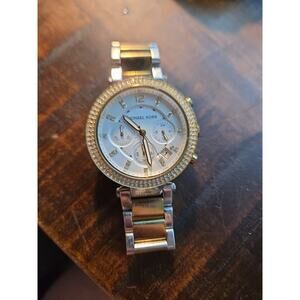 Michael Kors Parker Women MK-5626 Chronograph Pave Two Tone Quartz Watch 6 1/2"